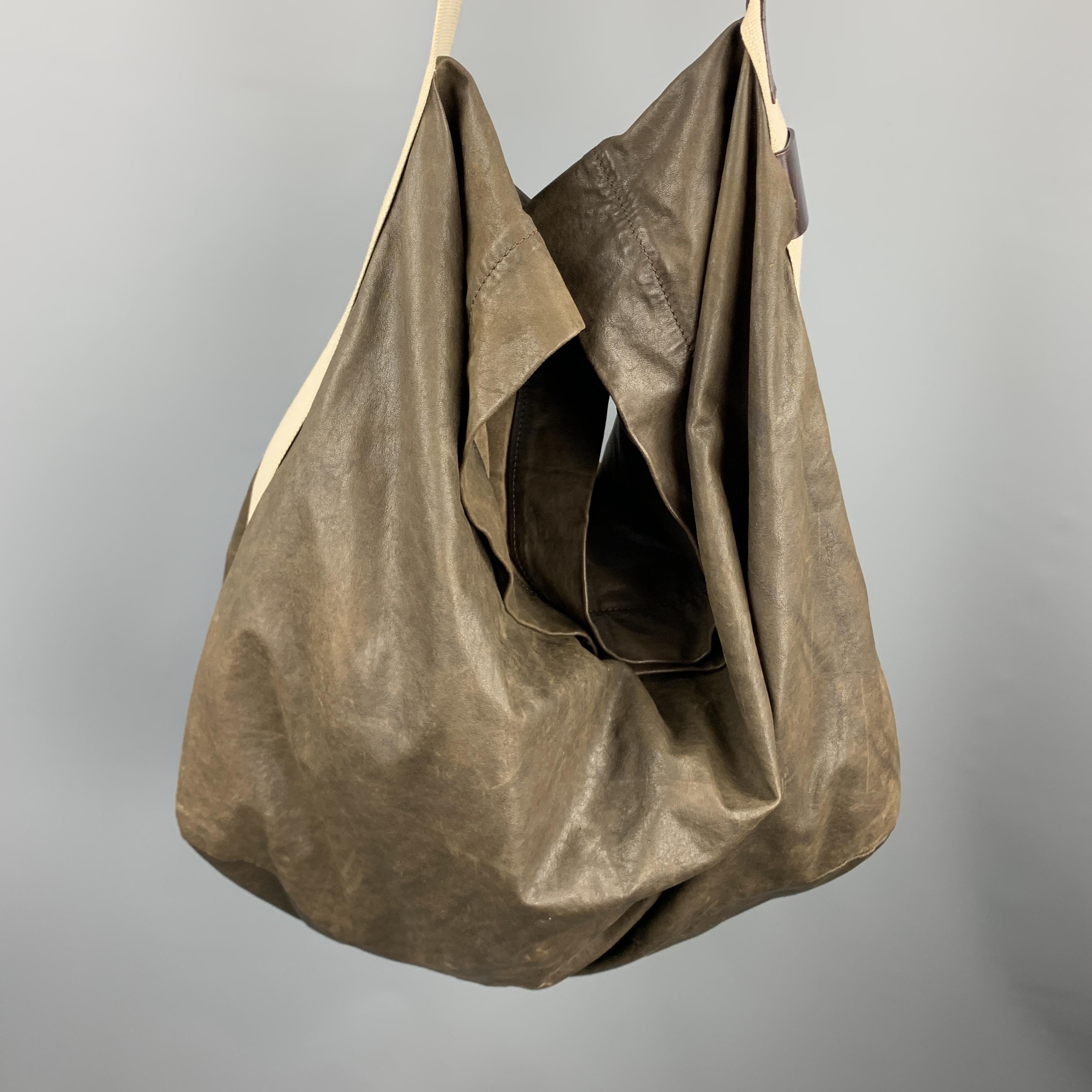 MARNI Solid Brown Soft Leather Oversized Hobo Shoulder Bag 1