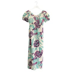 Marni Frühjahr 2005 Rose Swirl Seidenkleid mit Wirbeln