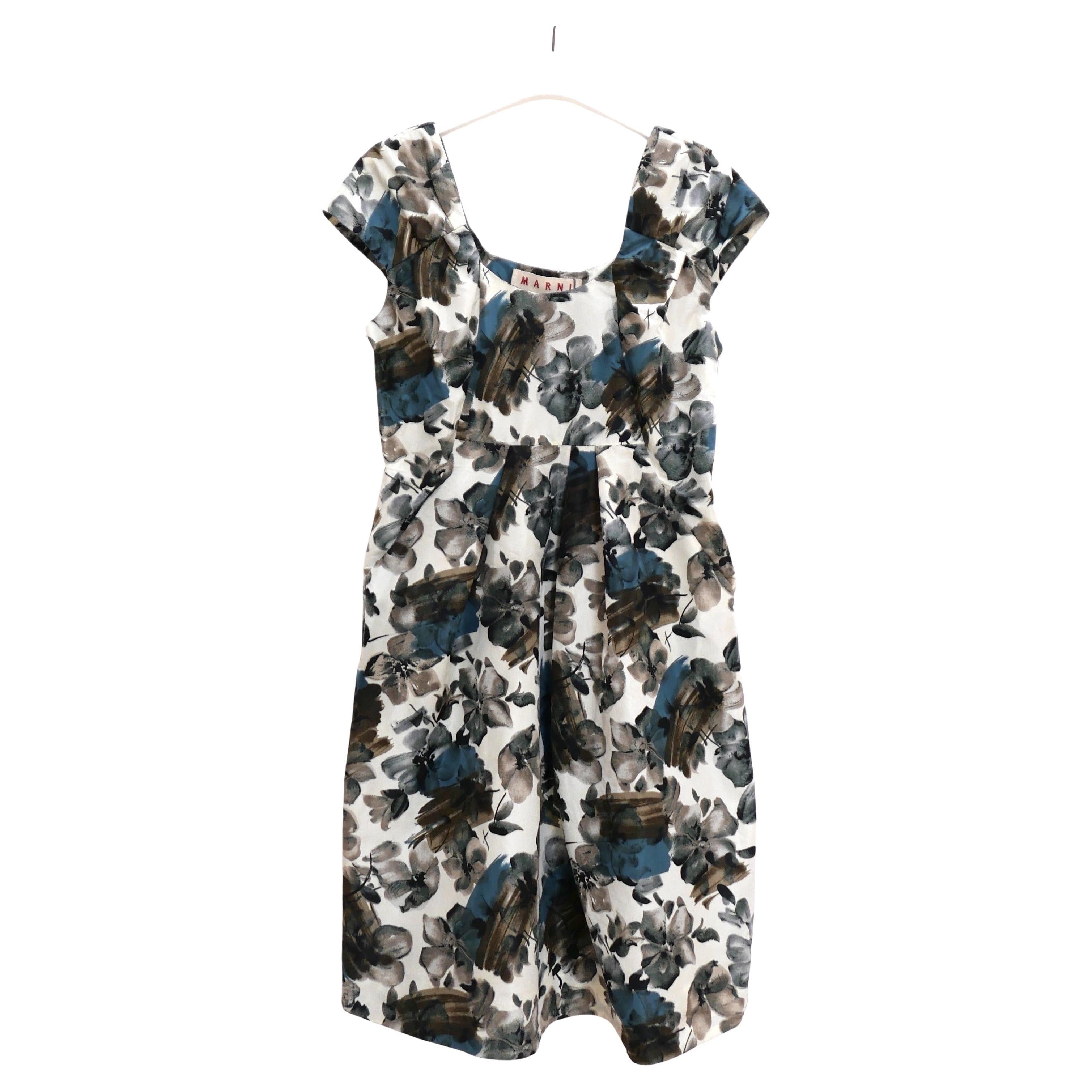 Marni Primavera 2007 Vestido Floral Primrose Azul y Marrón en venta