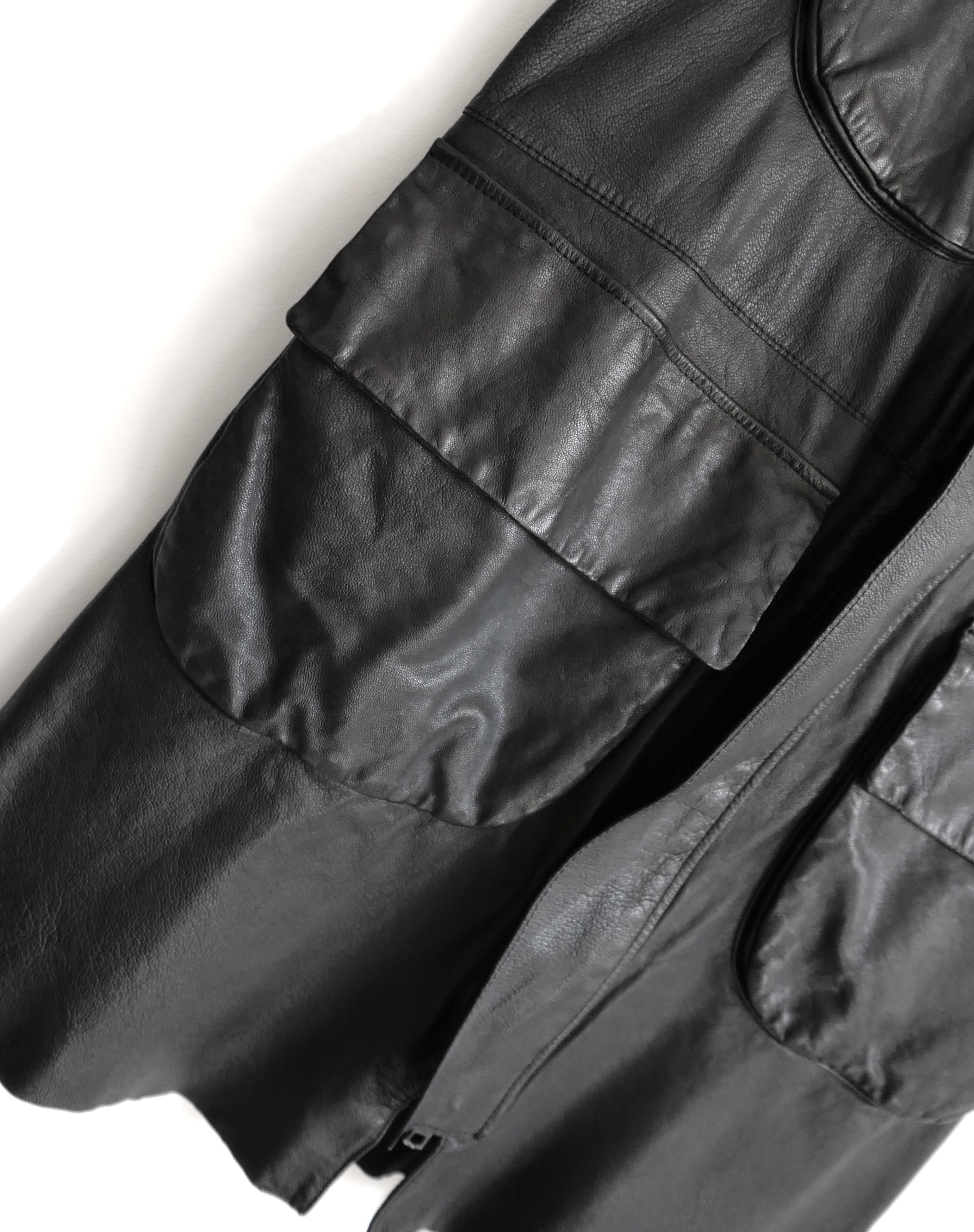 Black Marni Spring 2010 Leather Sleeveless Cargo Jacket For Sale