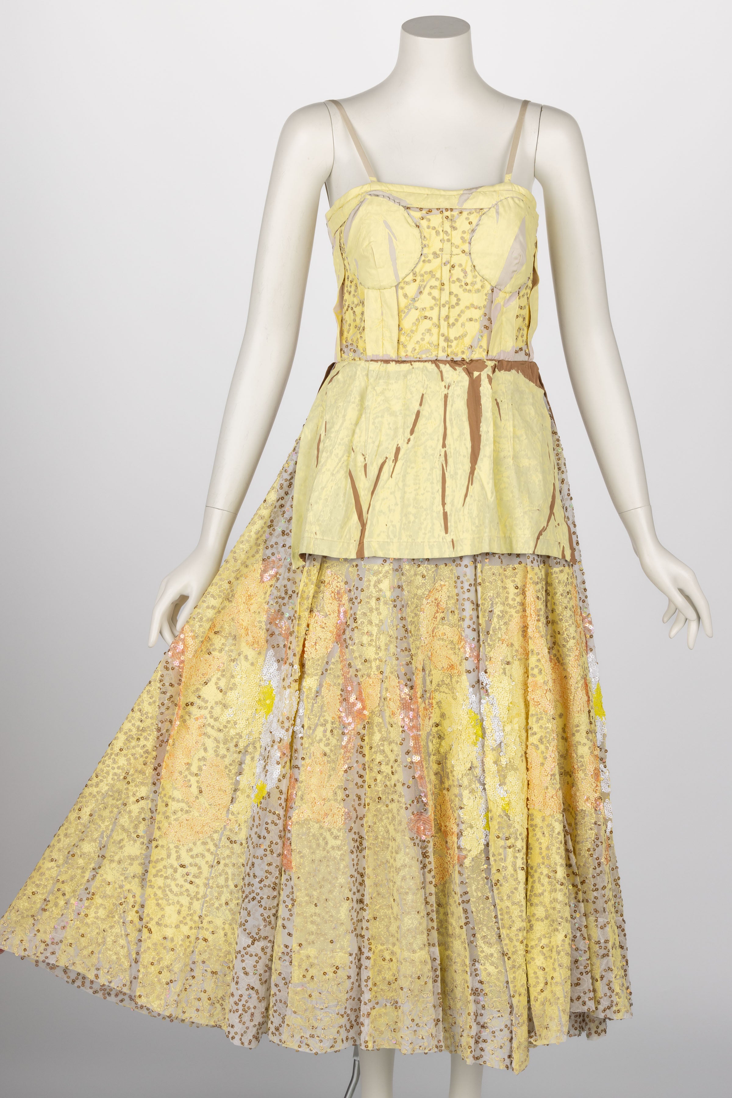Marni Spring 2019 Runway Yellow Sequins Sleeveless Dress In Excellent Condition For Sale In Boca Raton, FL