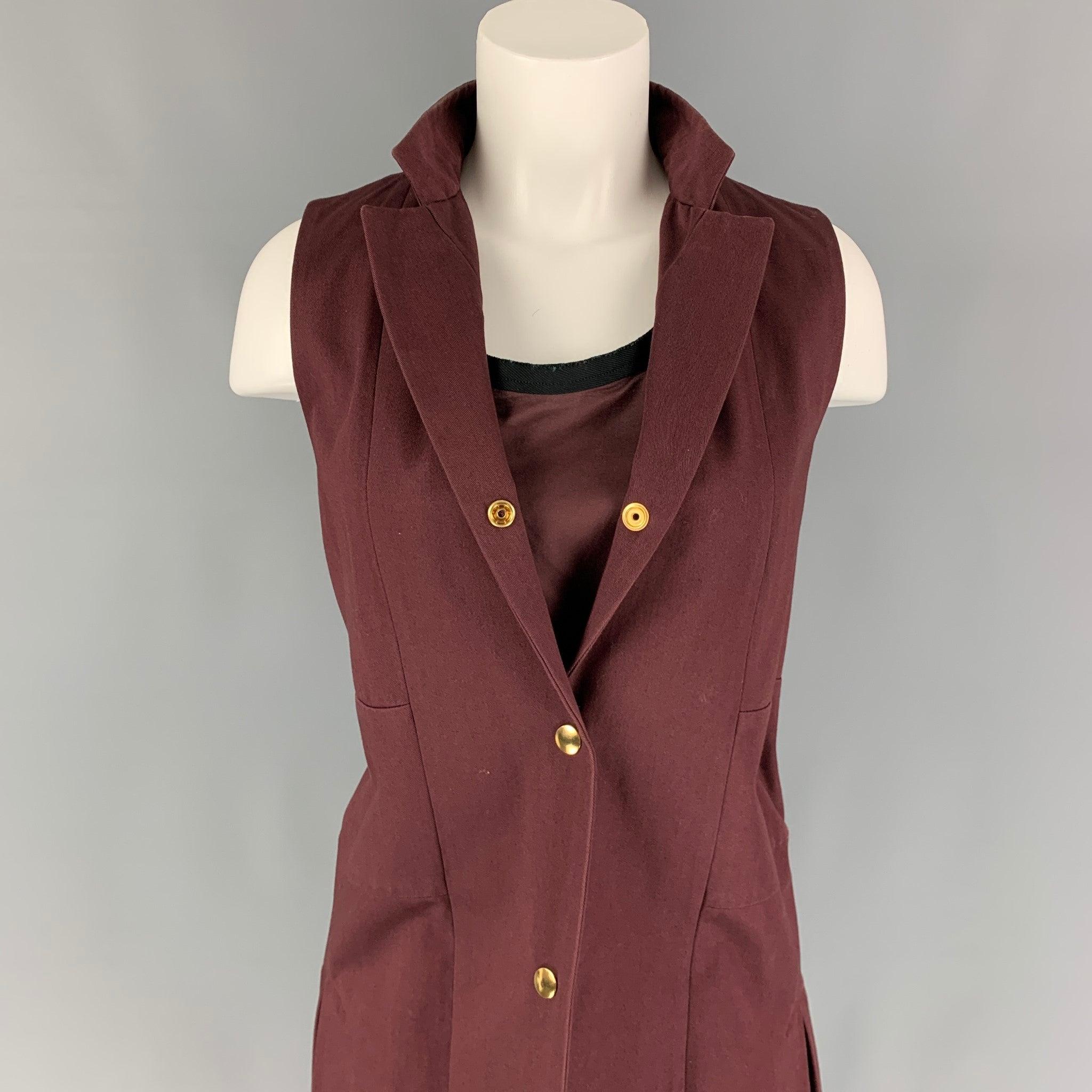 Women's MARNI SS 13 Size 4 Burgundy Cotton Sleeveless 2 Piece Dress Set For Sale