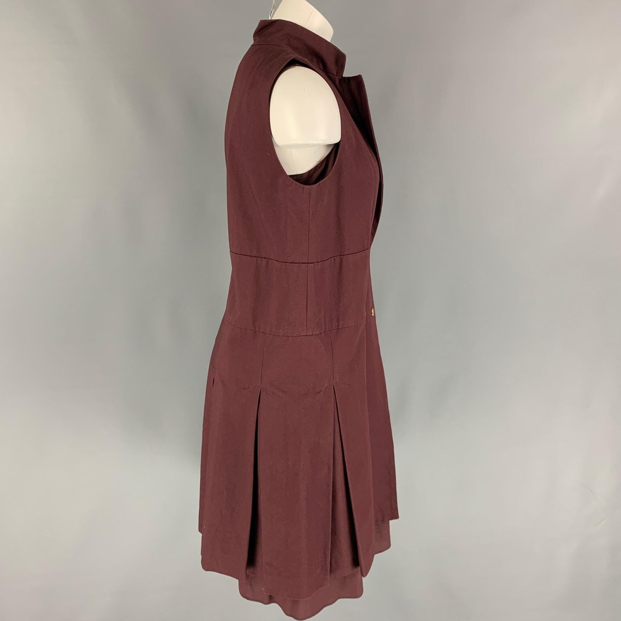 MARNI SS 13 Size 4 Burgundy Cotton Sleeveless 2 Piece Dress Set For Sale 1