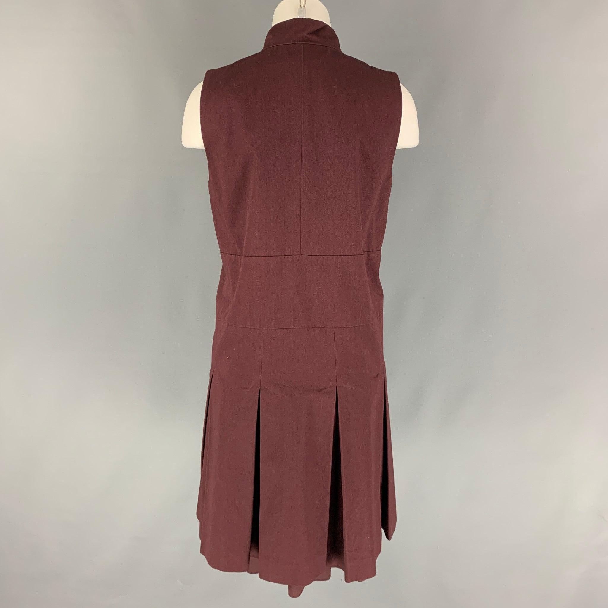 MARNI SS 13 Size 4 Burgundy Cotton Sleeveless 2 Piece Dress Set For Sale 2