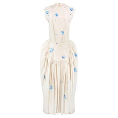 Marni SS19 Handbemaltes Kleid aus Baumwollsegeltuch mit Blumenmuster