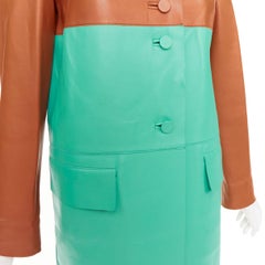 MARNI SS2015 yellow tan turquoise colorblocked lambskin leather coat IT38 XS