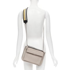MARNI stone grey silver lock dual zip pouch chain sport strap crossbody bag