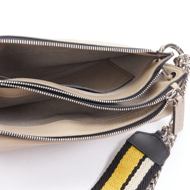 MARNI stone grey silver lock dual zip pouch chain sport strap crossbody bag For Sale 4