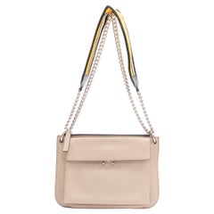 MARNI stone grey silver lock dual zip pouch chain sport strap crossbody bag