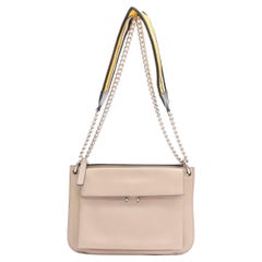 MARNI stone grey silver lock doppia zip pouch catena sport strap crossbody bag