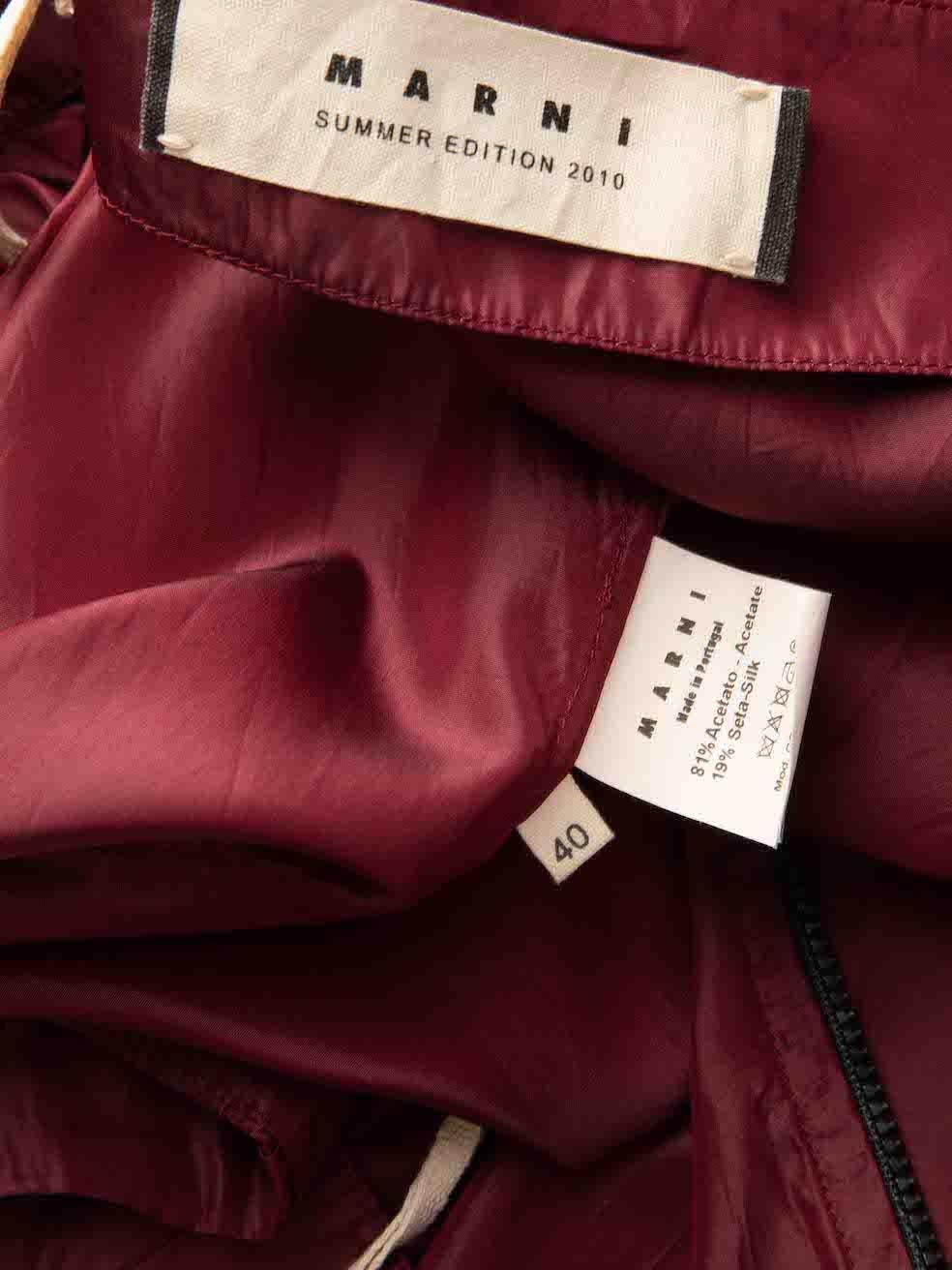 Marni Summer 2010 Burgundy Drape Detail Skirt Size S For Sale 1