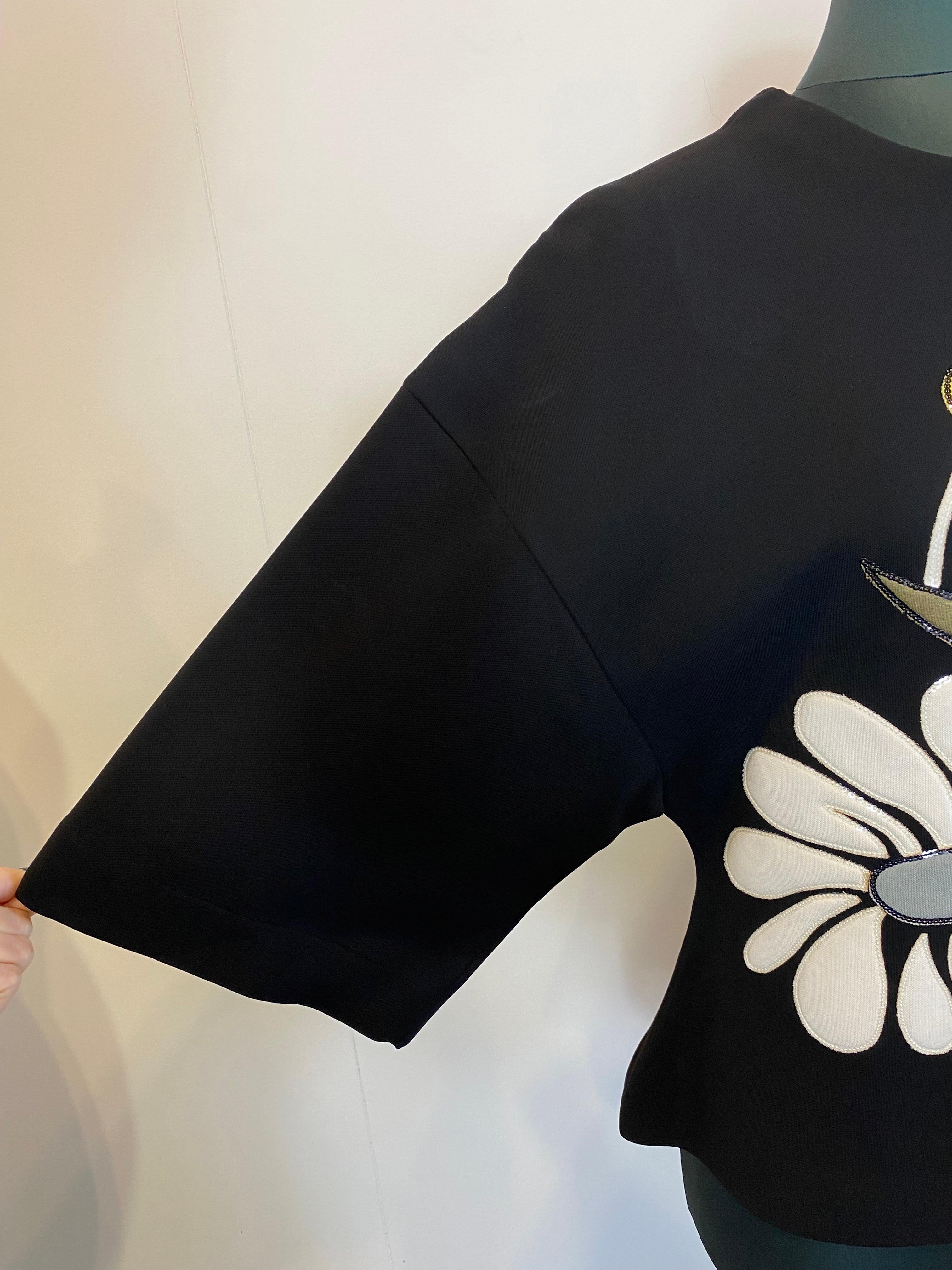 Pull Marni en viscose noire à motif floral Unisexe en vente