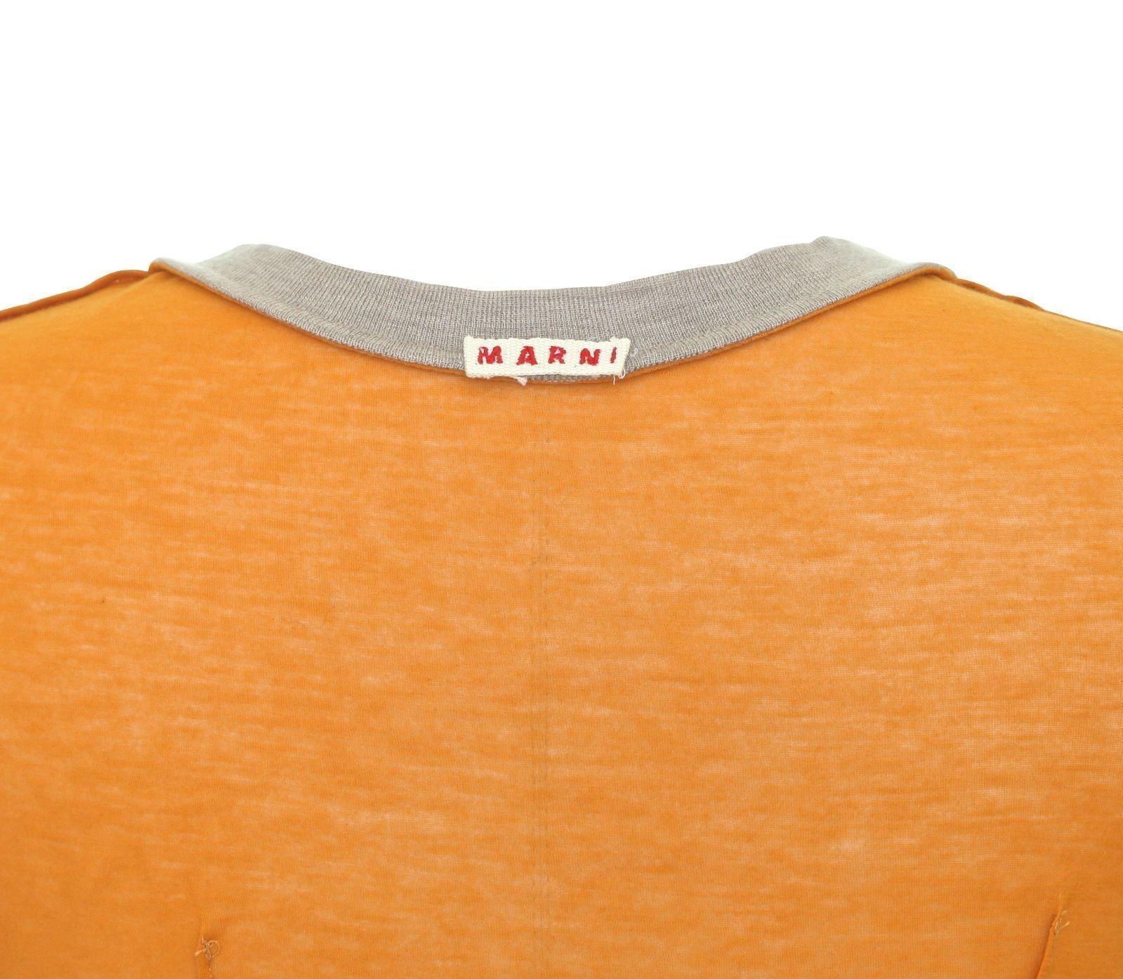 MARNI T-Shirt Knit Short Sleeve Top Orange Baumwolle Kaschmir Wood Applique 40 im Angebot 4