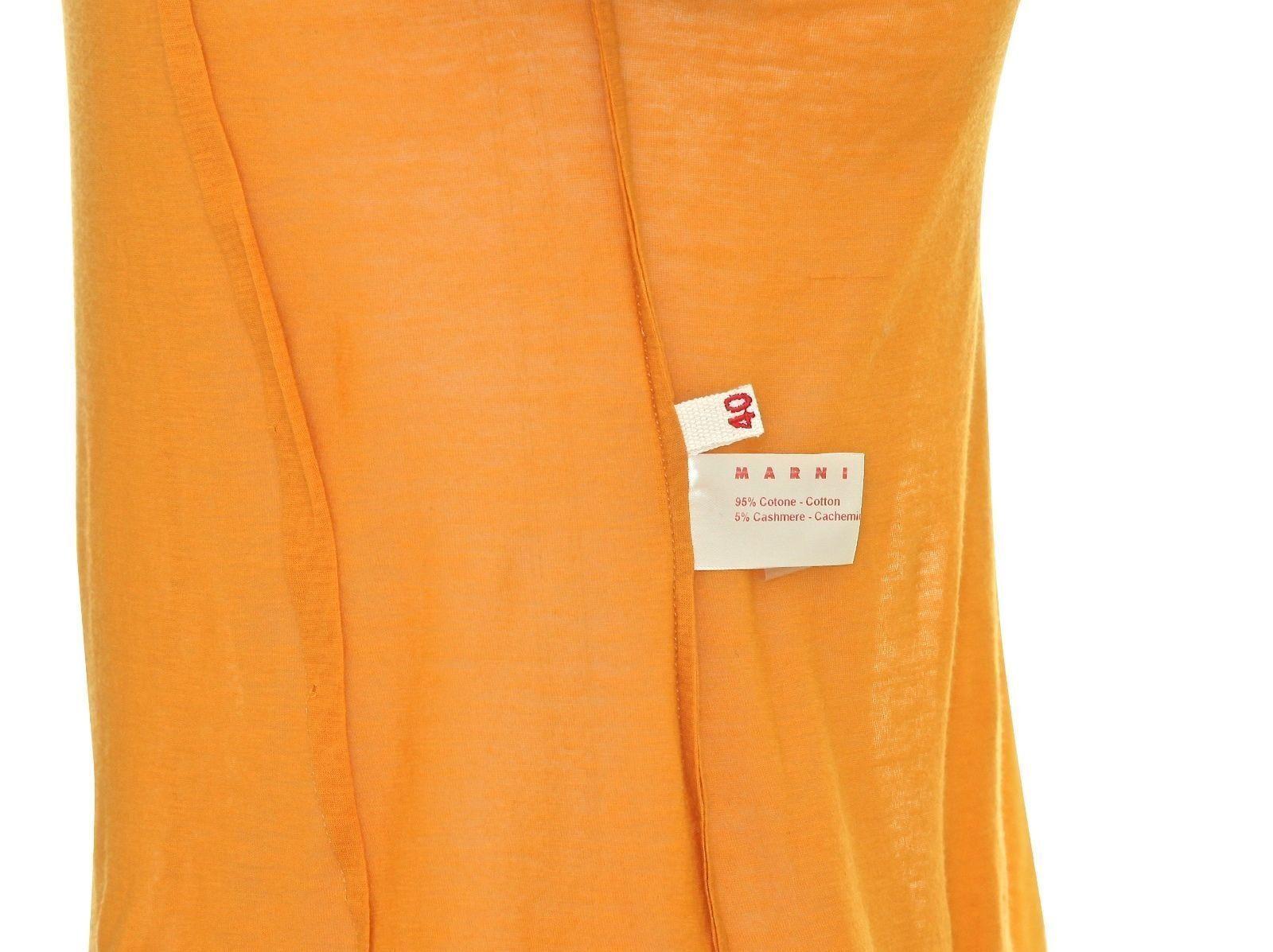MARNI T-Shirt Knit Short Sleeve Top Orange Baumwolle Kaschmir Wood Applique 40 im Angebot 5