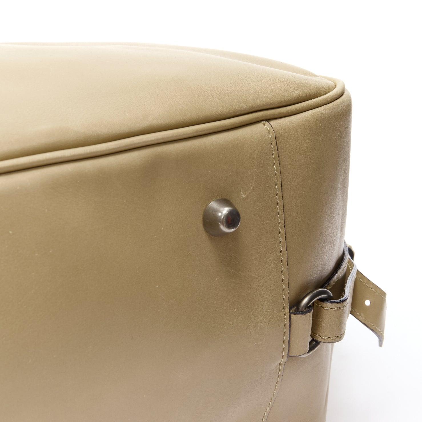 MARNI tan brown leather resin metal chain large weekend bowling boston bag 6