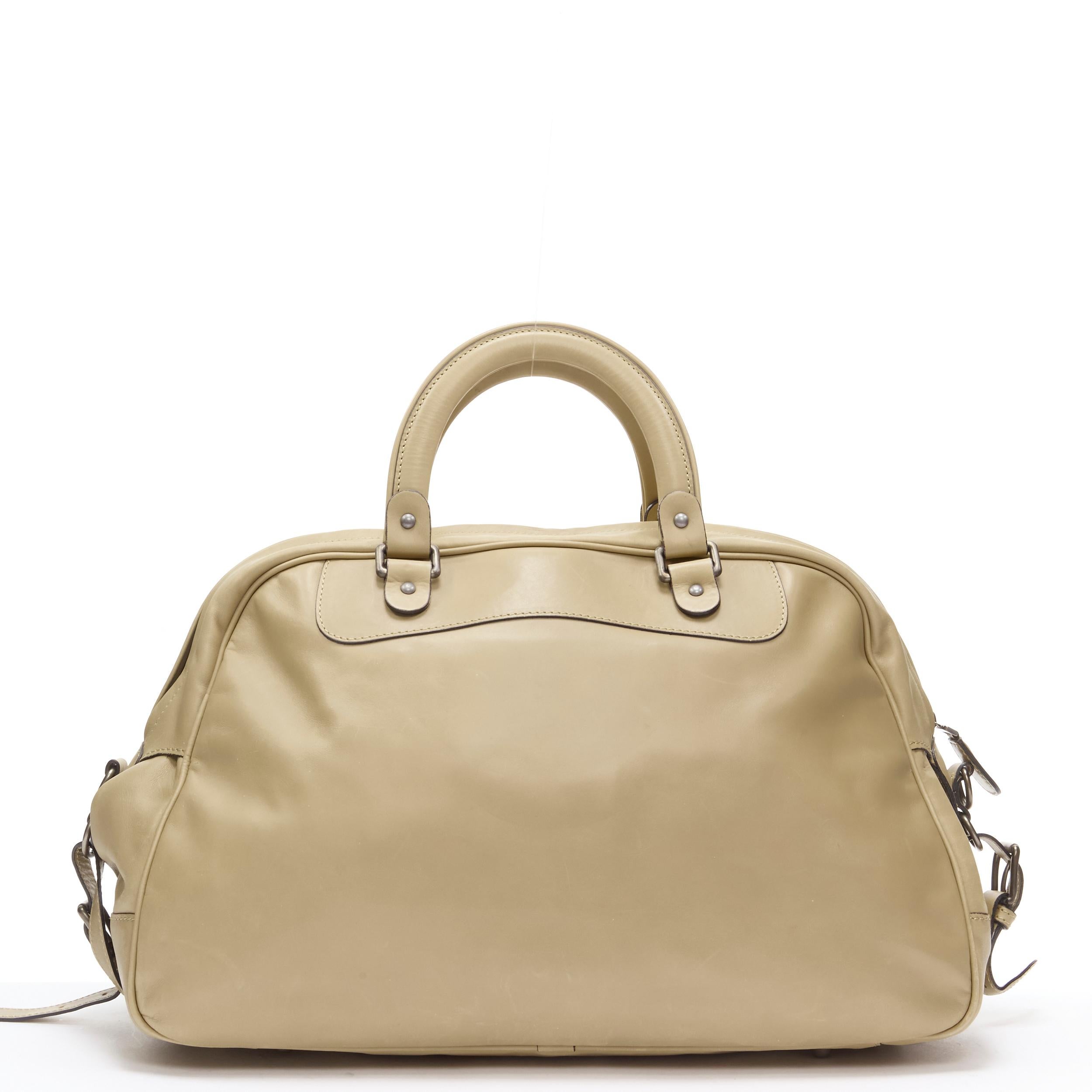 MARNI tan brown leather resin metal chain large weekend bowling boston bag In Good Condition In Hong Kong, NT