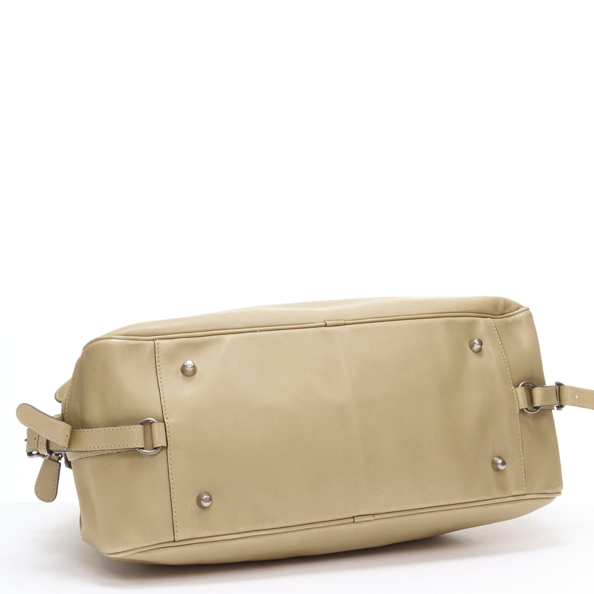 Women's MARNI tan brown leather resin metal chain large weekend bowling boston bag