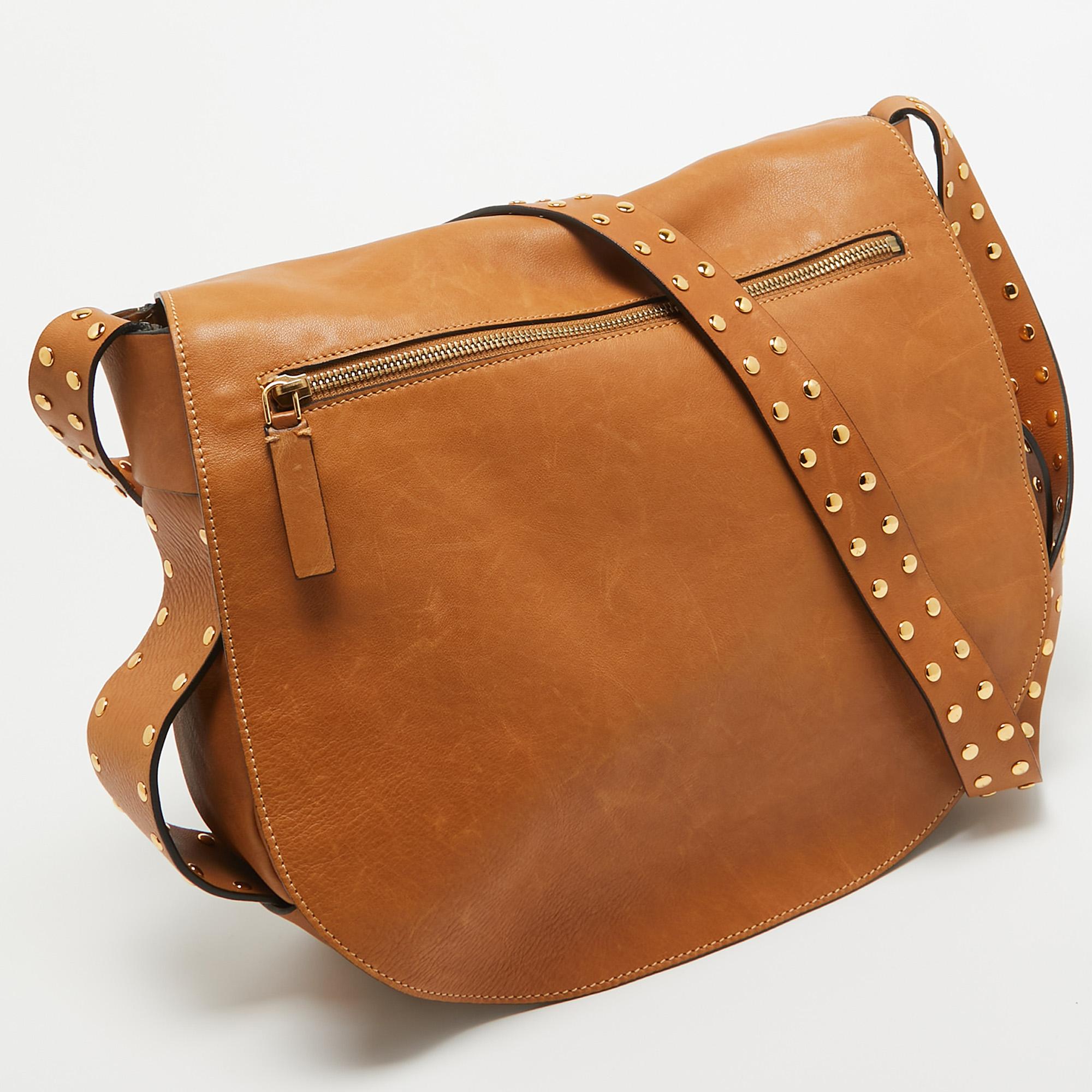 Women's Marni Tan Leather Studs Around Messenger Bag