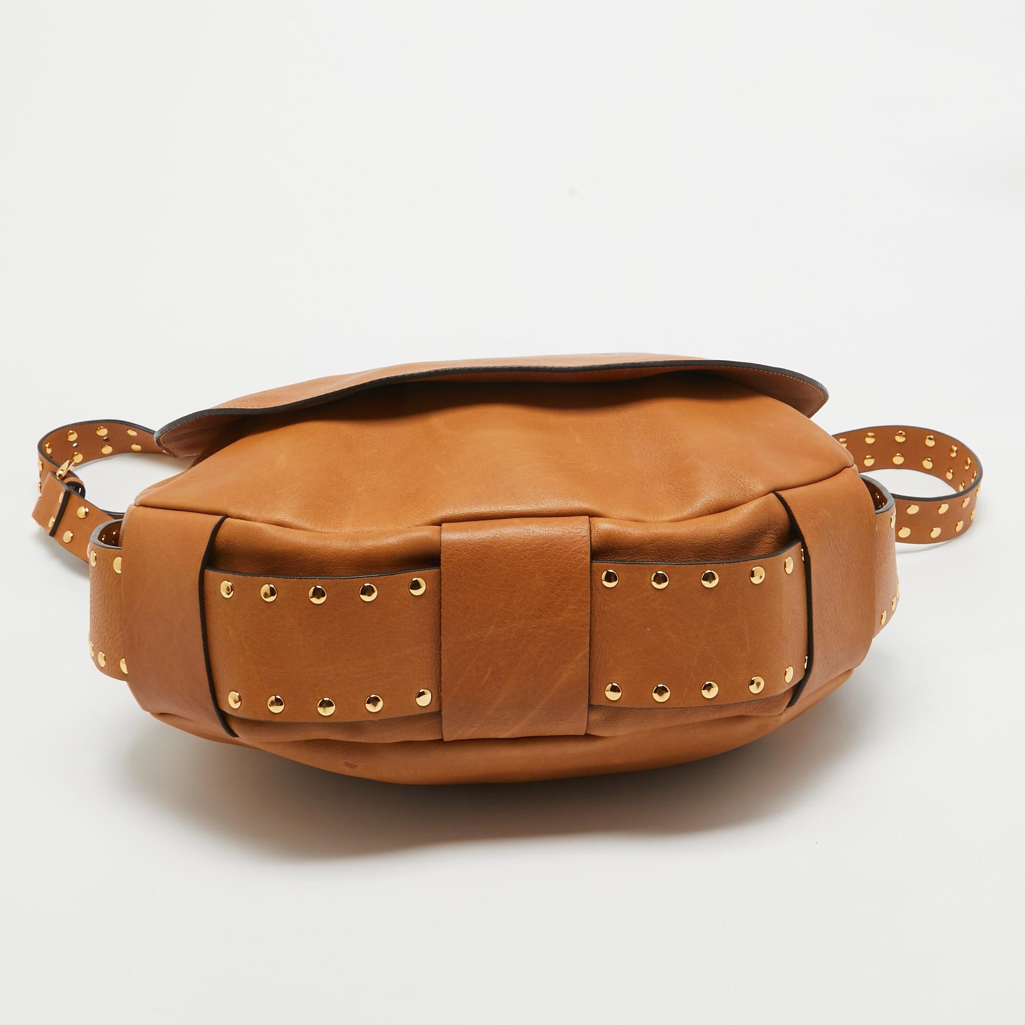 Marni Tan Leather Studs Around Messenger Bag 4
