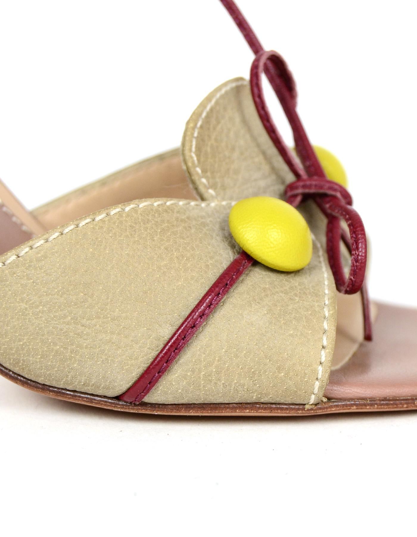 Marni Tan Sandal w/ Button Detail and Ankle Tie sz 38 3