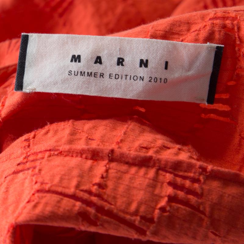Women's Marni Tangerine Floral Cotton Lace Shift Dress S For Sale