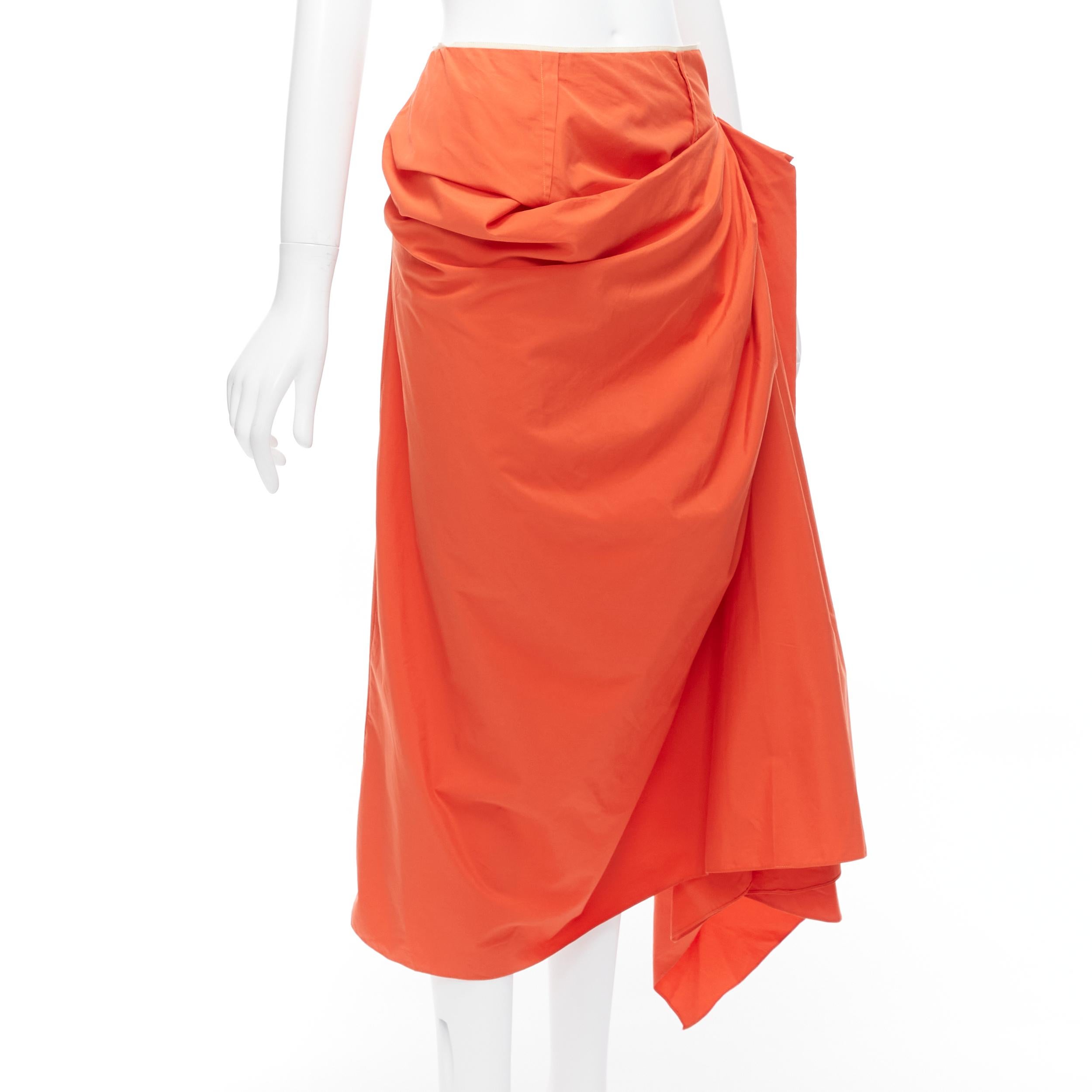 Orange MARNI - Jupe midi en coton drapé asymétrique orange tangerine IT40 S en vente