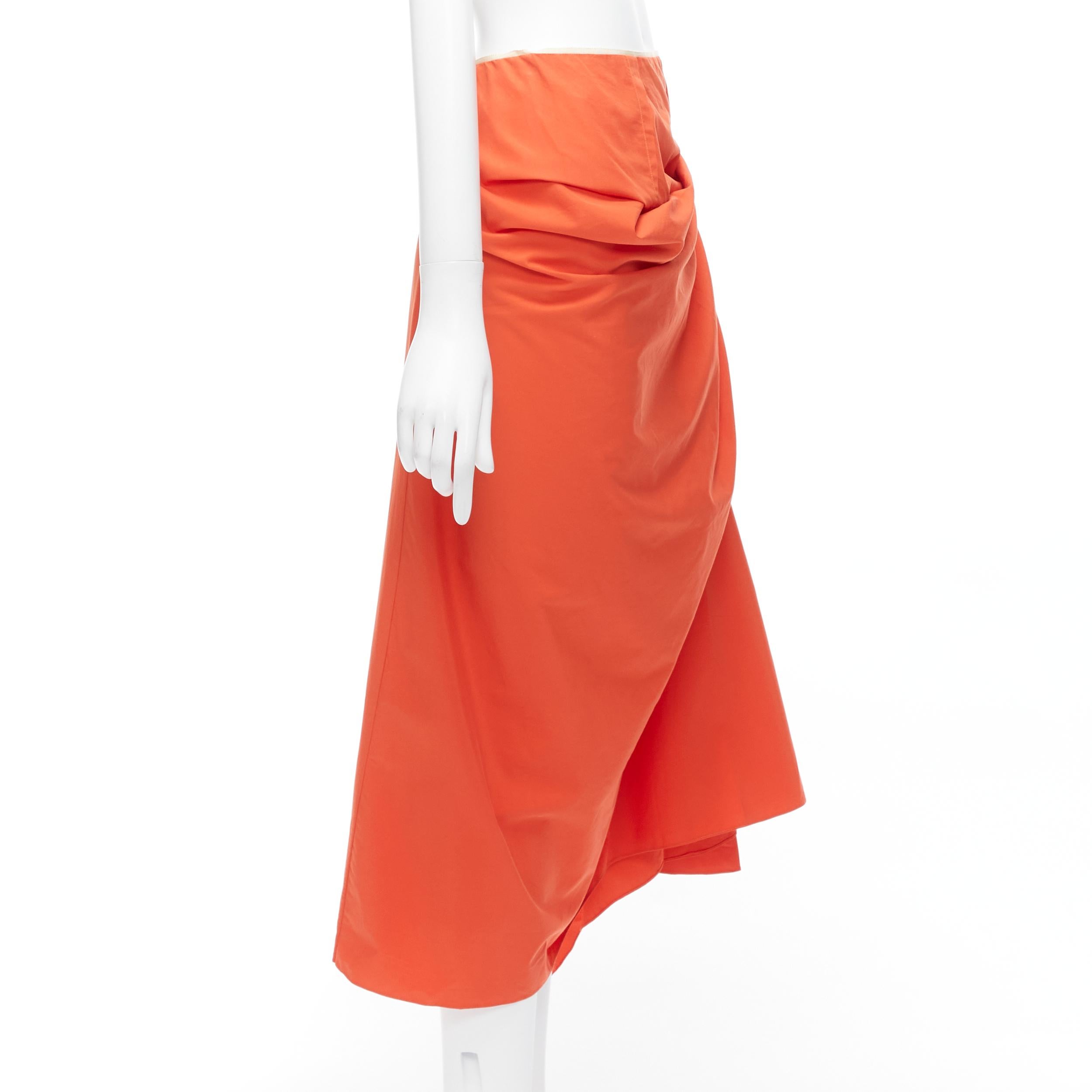 MARNI - Jupe midi en coton drapé asymétrique orange tangerine IT40 S Excellent état - En vente à Hong Kong, NT