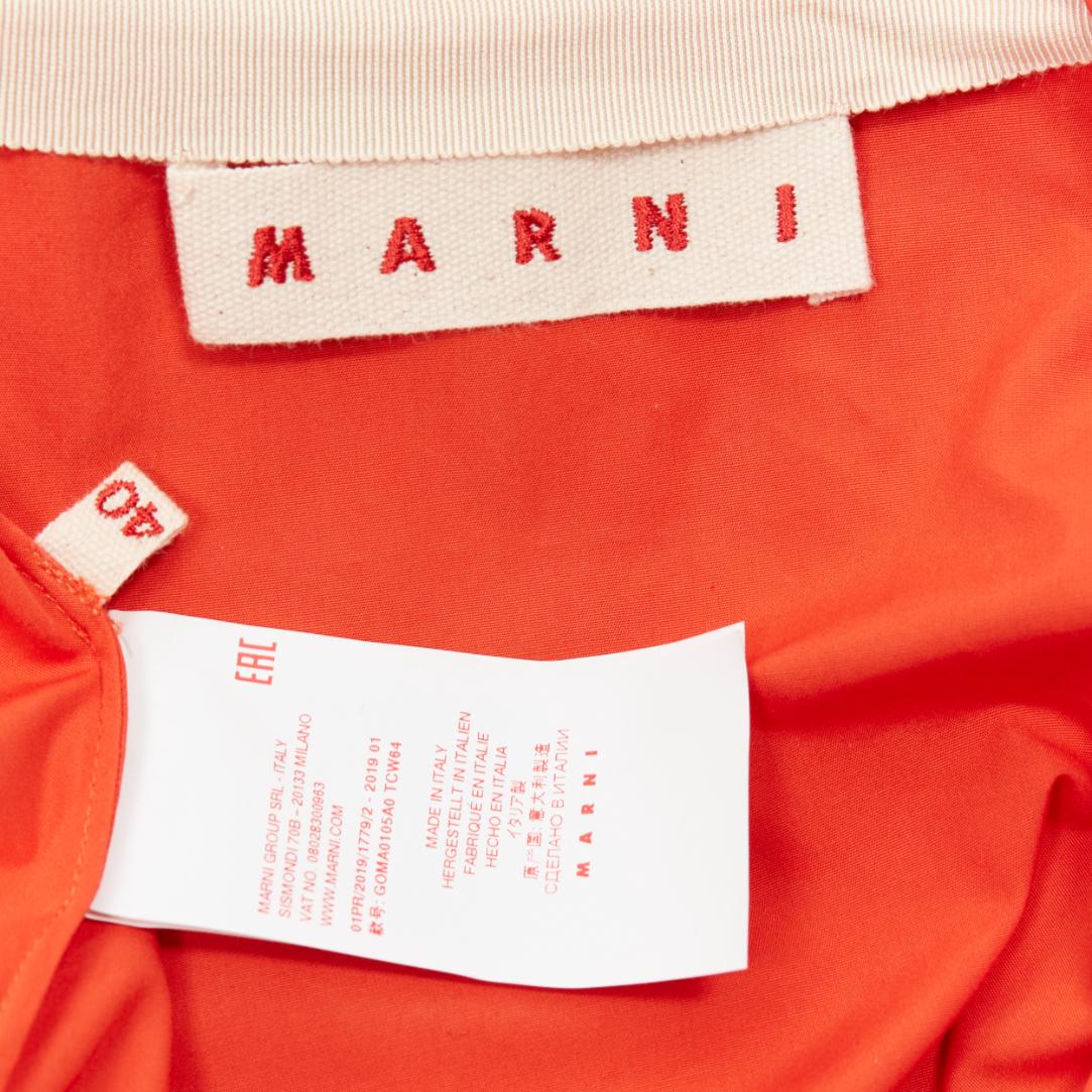 MARNI tangerine orange cotton asymmetric drape pencil midi skirt IT40 S For Sale 4