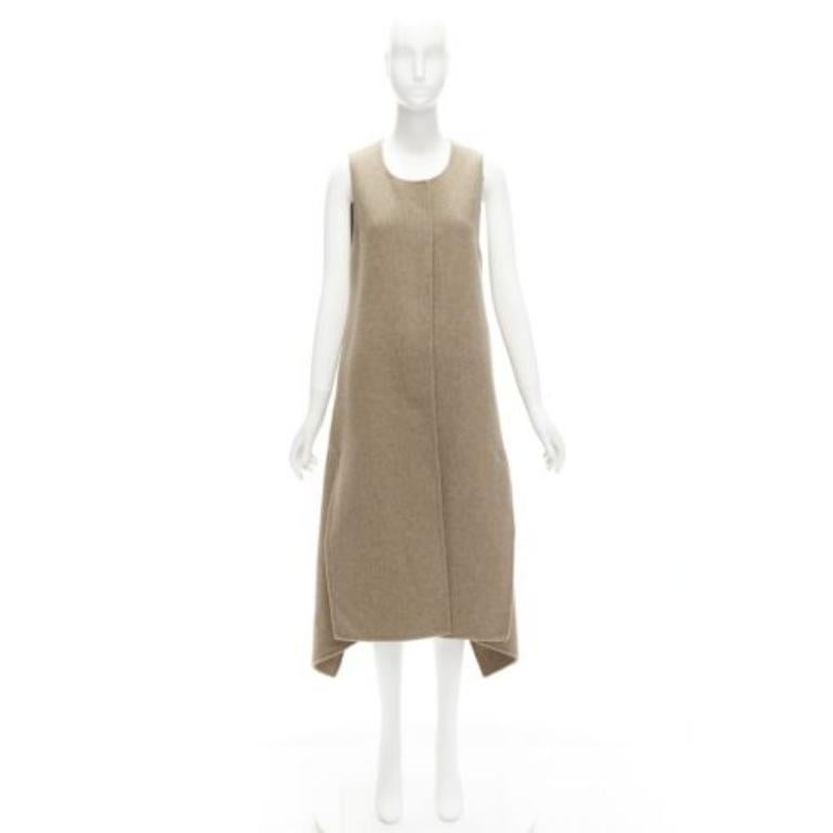 MARNI taupe braun Schurwolle Mischung hoch niedrig Saum Weste Mantel IT36 XS im Angebot 5
