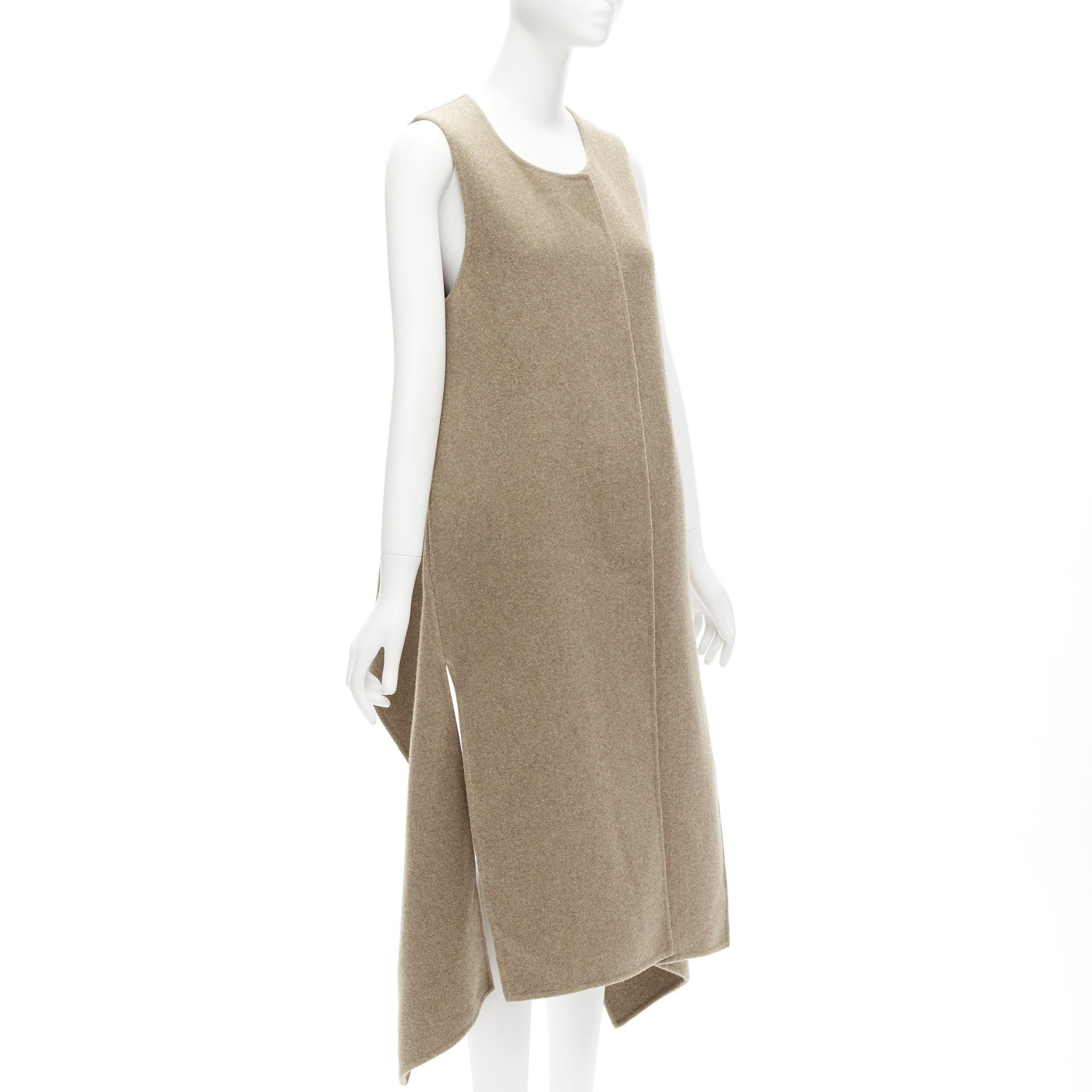 MARNI taupe brown virgin wool blend high low hem vest coat IT36 XS In Excellent Condition For Sale In Hong Kong, NT