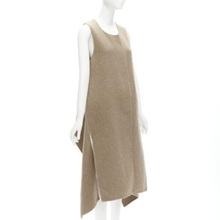 MARNI taupe braun Schurwolle Mischung hoch niedrig Saum Weste Mantel IT36 XS im Zustand „Hervorragend“ im Angebot in Hong Kong, NT