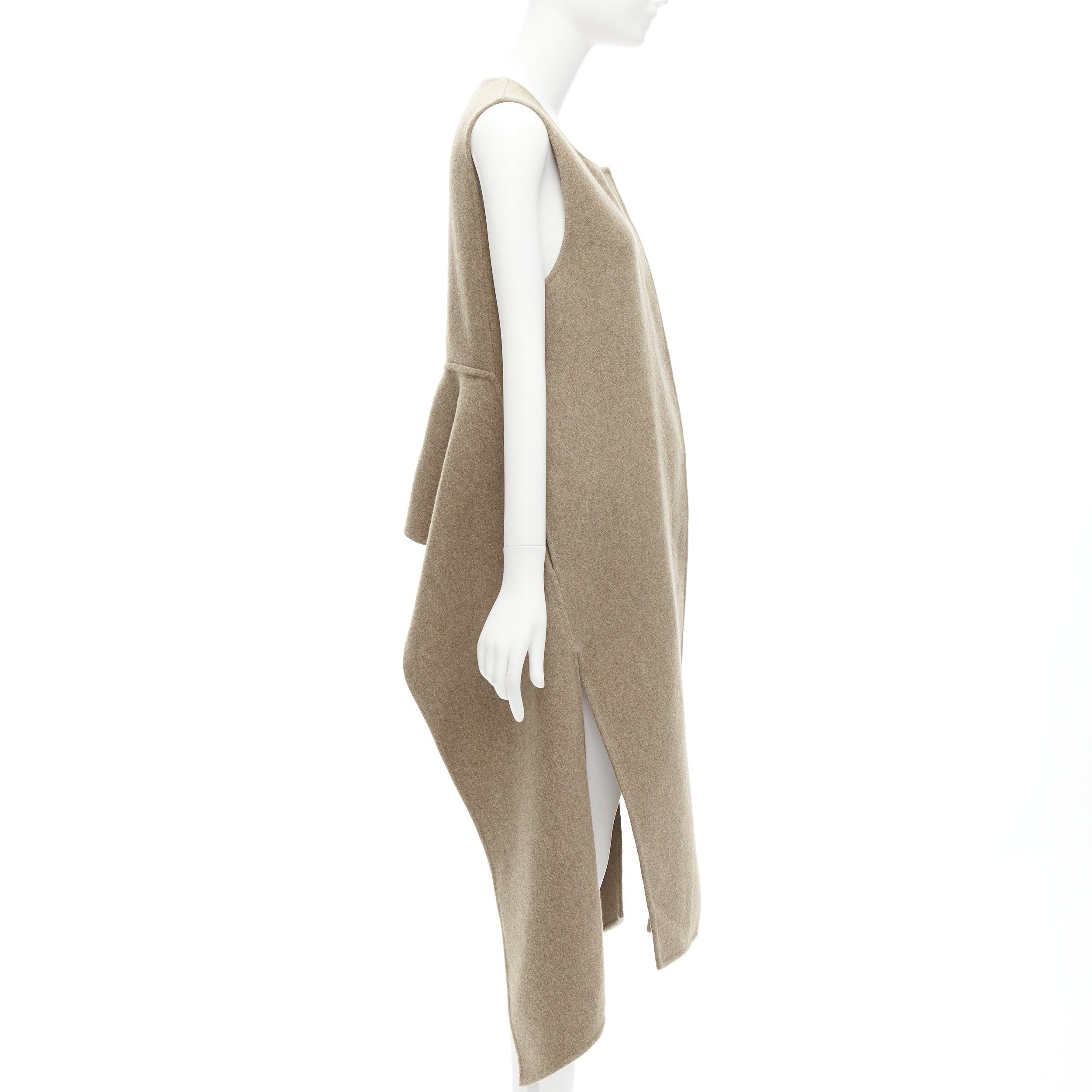 Women's MARNI taupe brown virgin wool blend high low hem vest coat IT36 XS For Sale