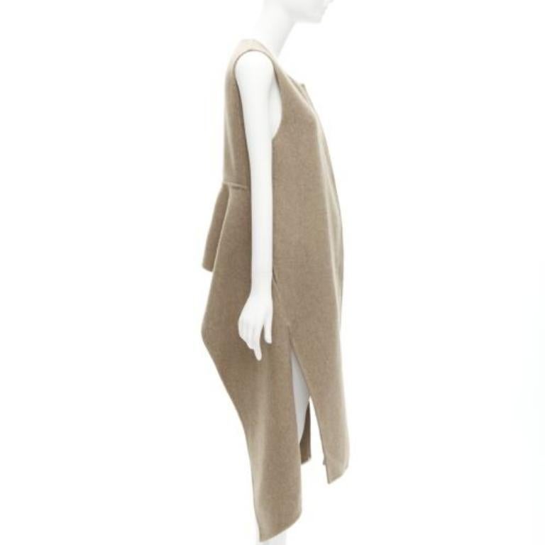 MARNI taupe braun Schurwolle Mischung hoch niedrig Saum Weste Mantel IT36 XS Damen im Angebot