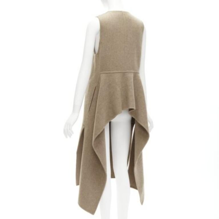MARNI taupe braun Schurwolle Mischung hoch niedrig Saum Weste Mantel IT36 XS im Angebot 1