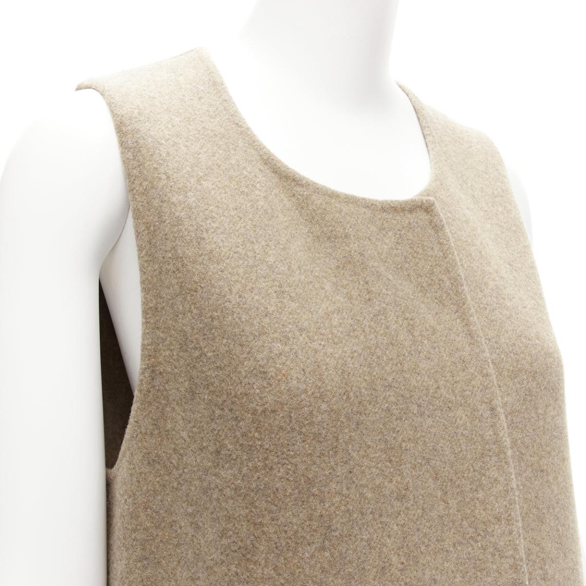 MARNI taupe brown virgin wool blend high low hem vest coat IT36 XS For Sale 2