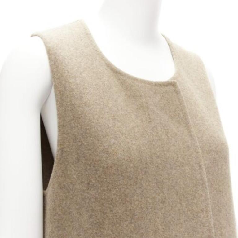MARNI taupe braun Schurwolle Mischung hoch niedrig Saum Weste Mantel IT36 XS im Angebot 2
