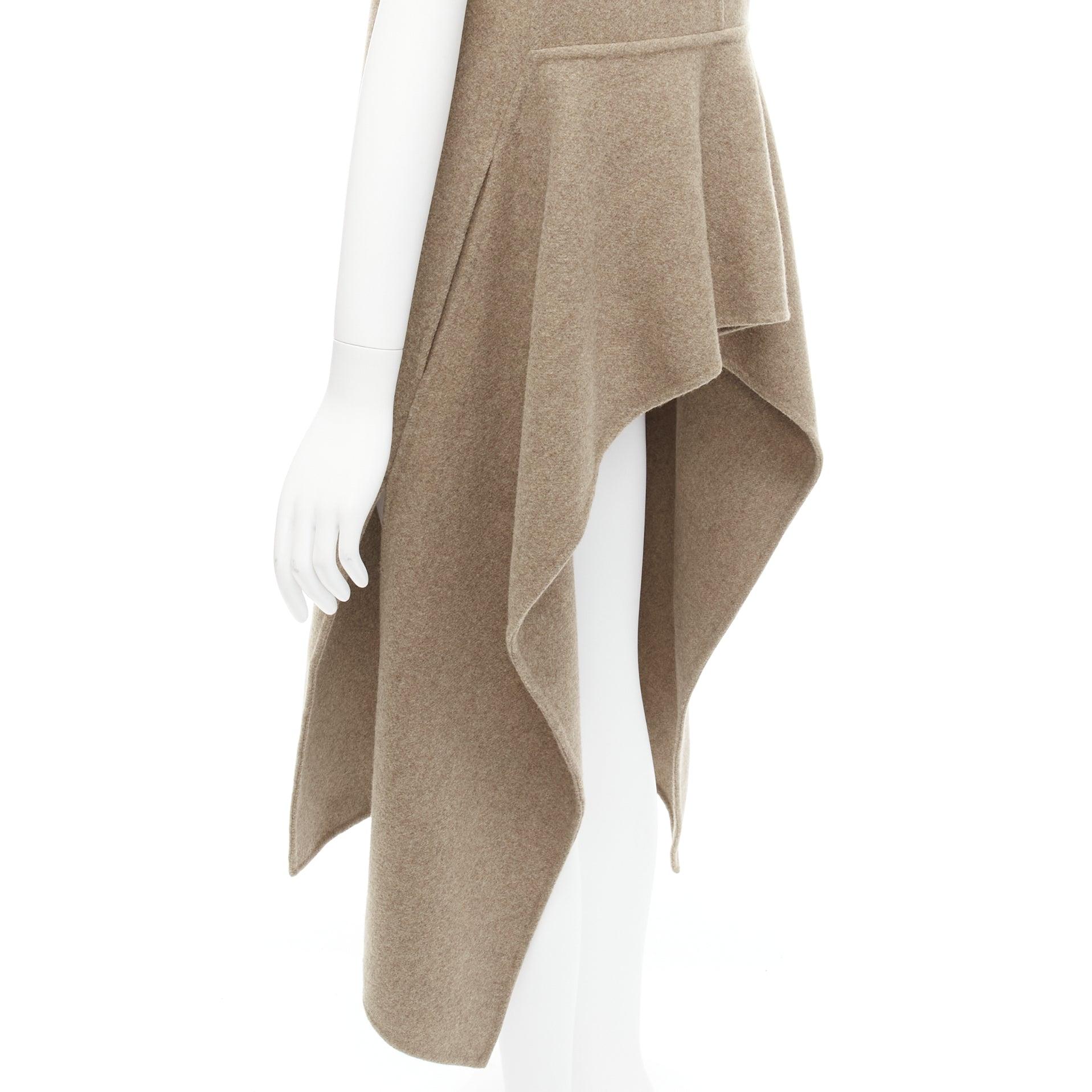 MARNI taupe brown virgin wool blend high low hem vest coat IT36 XS For Sale 3