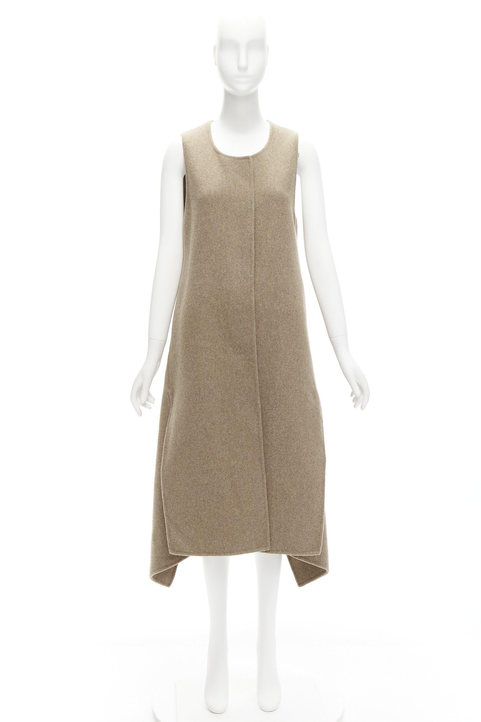 MARNI taupe brown virgin wool blend high low hem vest coat IT36 XS For Sale 4