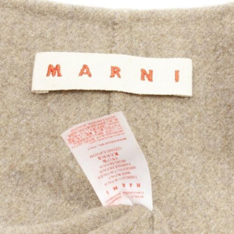 MARNI taupe braun Schurwolle Mischung hoch niedrig Saum Weste Mantel IT36 XS im Angebot 4