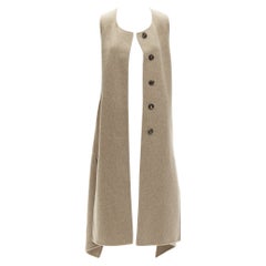 MARNI taupe brown virgin wool blend high low hem vest coat IT36 XS