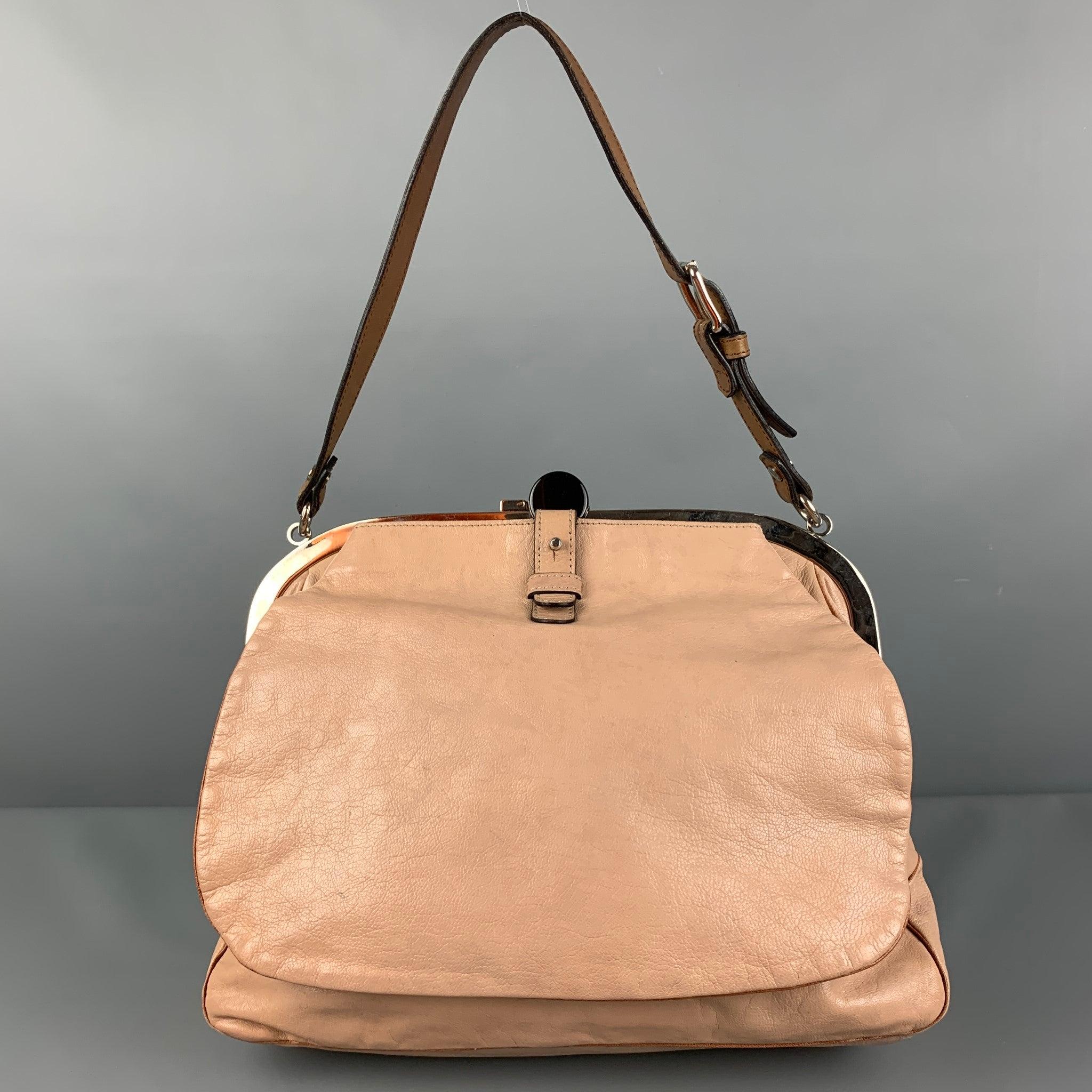 MARNI Taupe Leather Side Flaps Shoulder Bag In Good Condition For Sale In San Francisco, CA