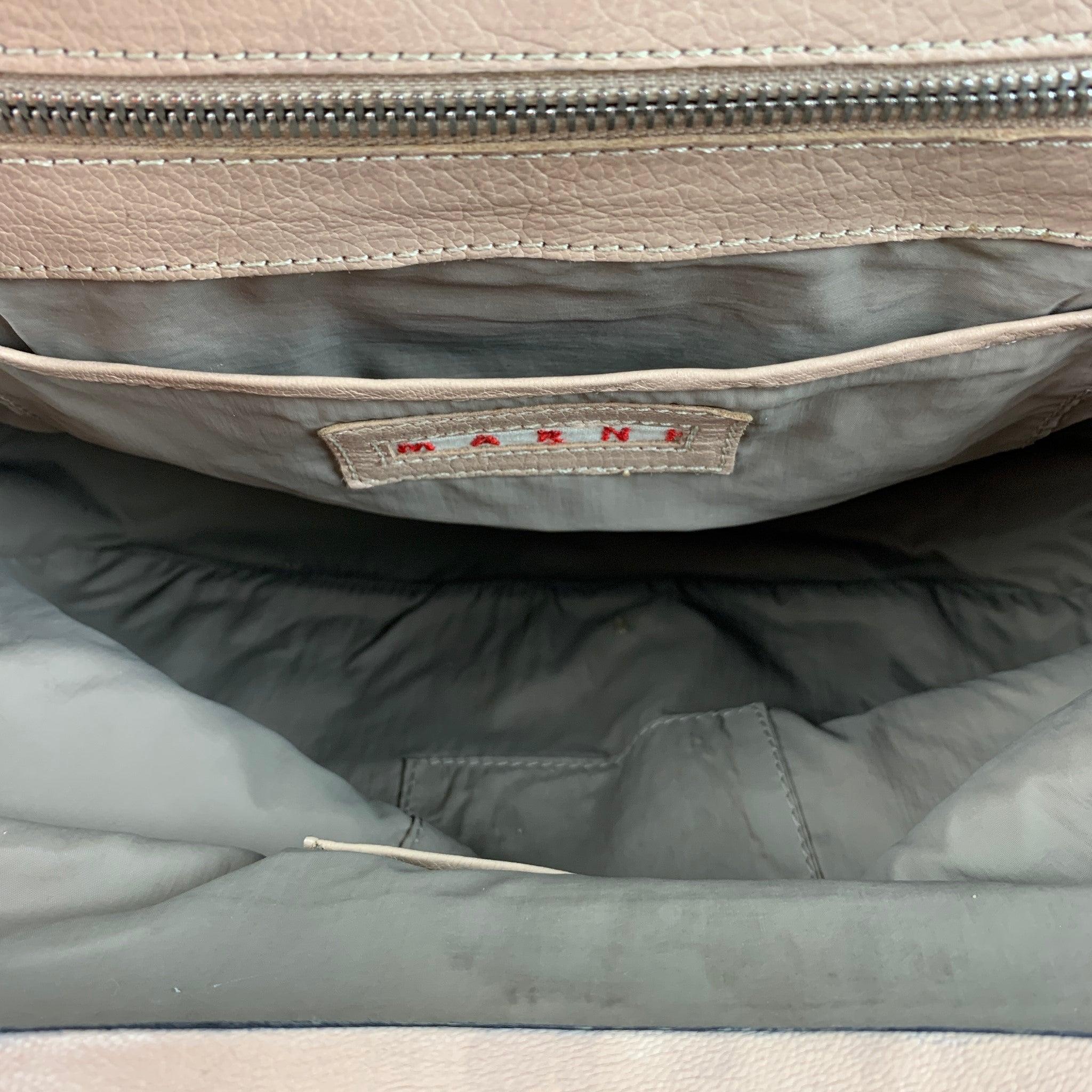 MARNI Taupe Leather Side Flaps Shoulder Bag For Sale 1