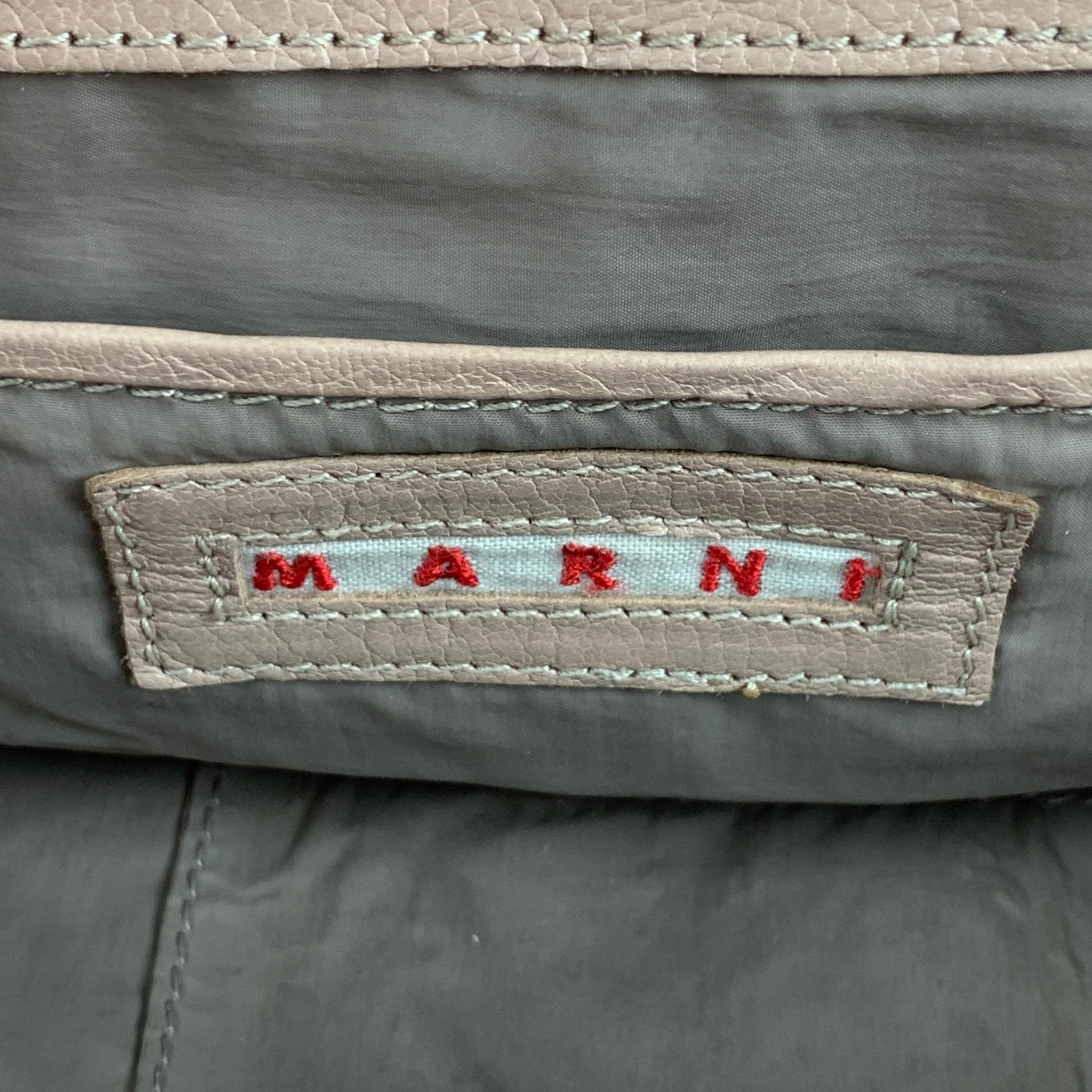 MARNI Taupe Leather Side Flaps Shoulder Bag For Sale 2
