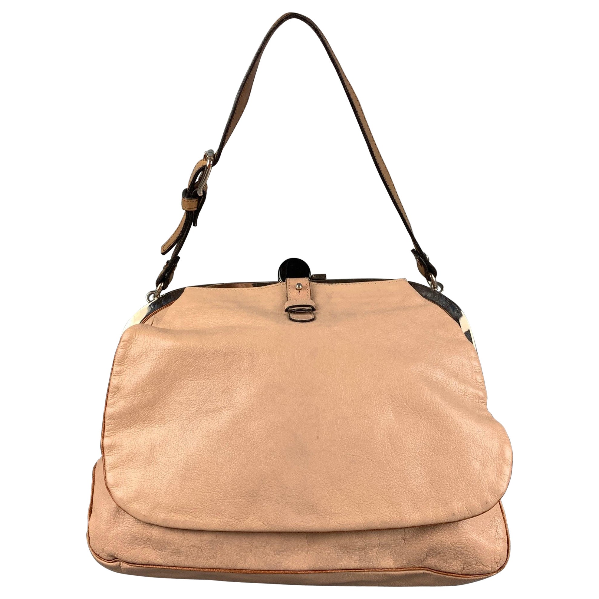 MARNI Taupe Leather Side Flaps Shoulder Bag