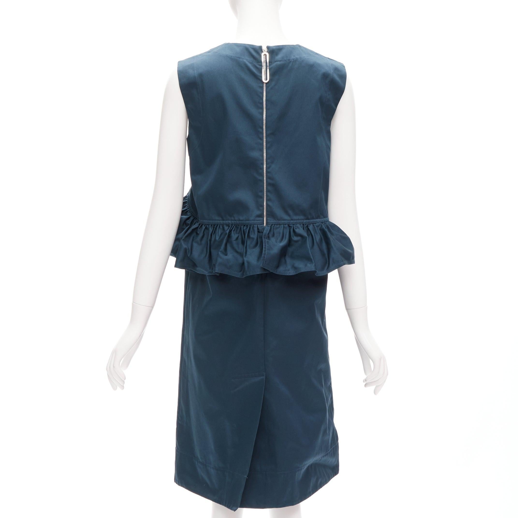 Women's MARNI teal blue ruffle waist round neck cocktail dress IT38 XS For Sale