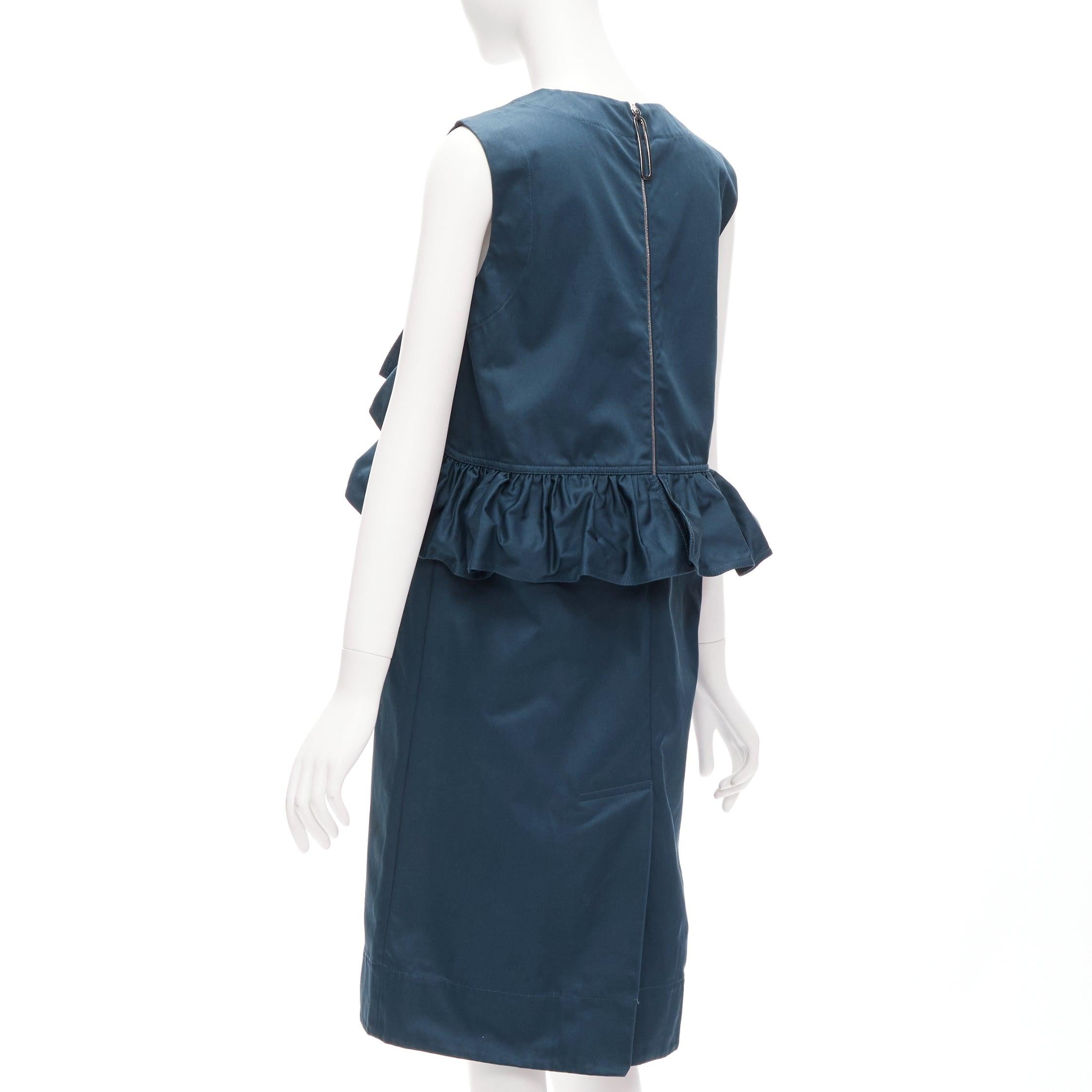 MARNI teal blue ruffle waist round neck cocktail dress IT38 XS For Sale 1