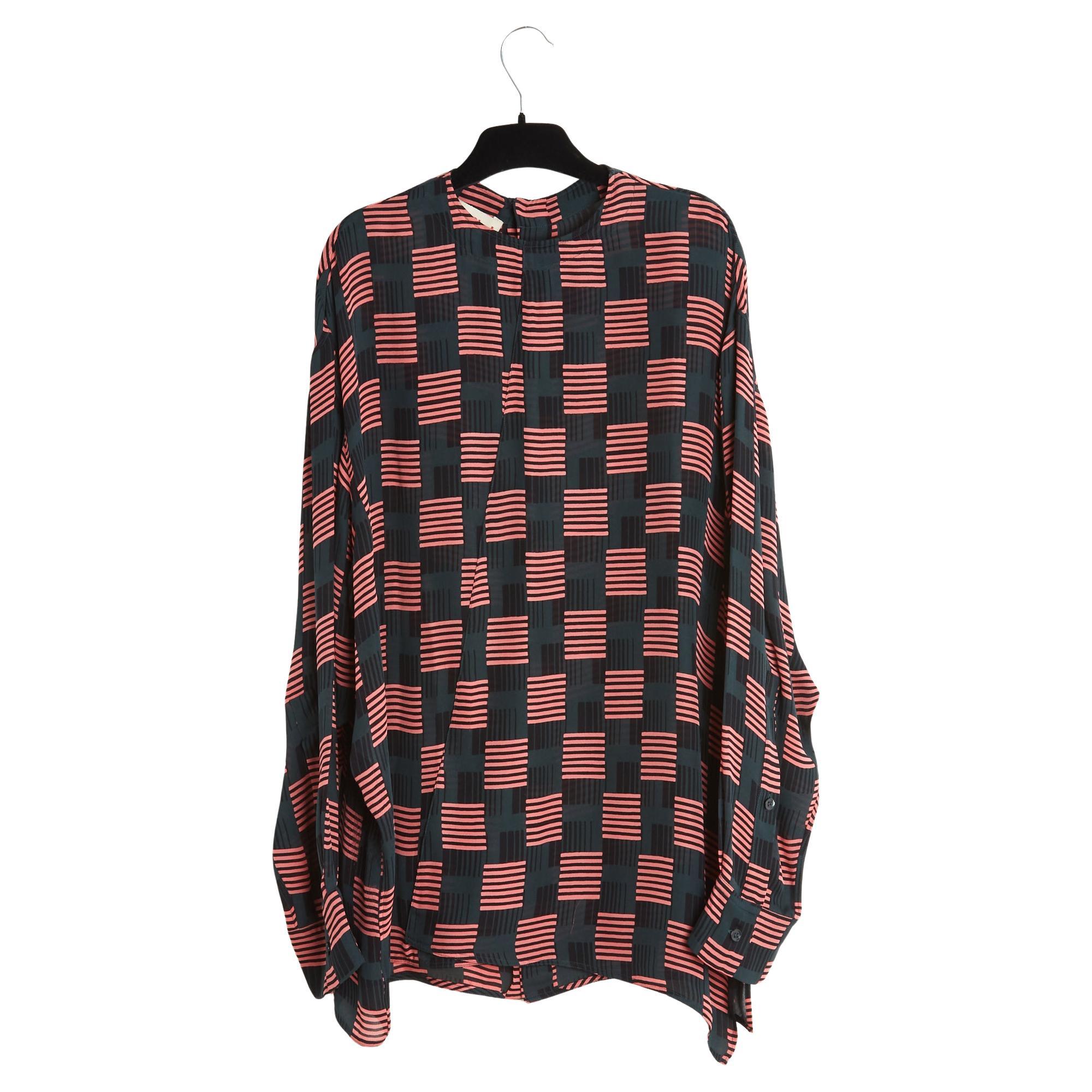 Marni Top Oversize Soie FR36 African Green Oversized Silk Crepe Blouse UK8 US6