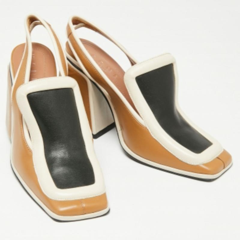 Marni Sandales à talons carrés en cuir tricolore, taille 37 Bon état - En vente à Dubai, Al Qouz 2