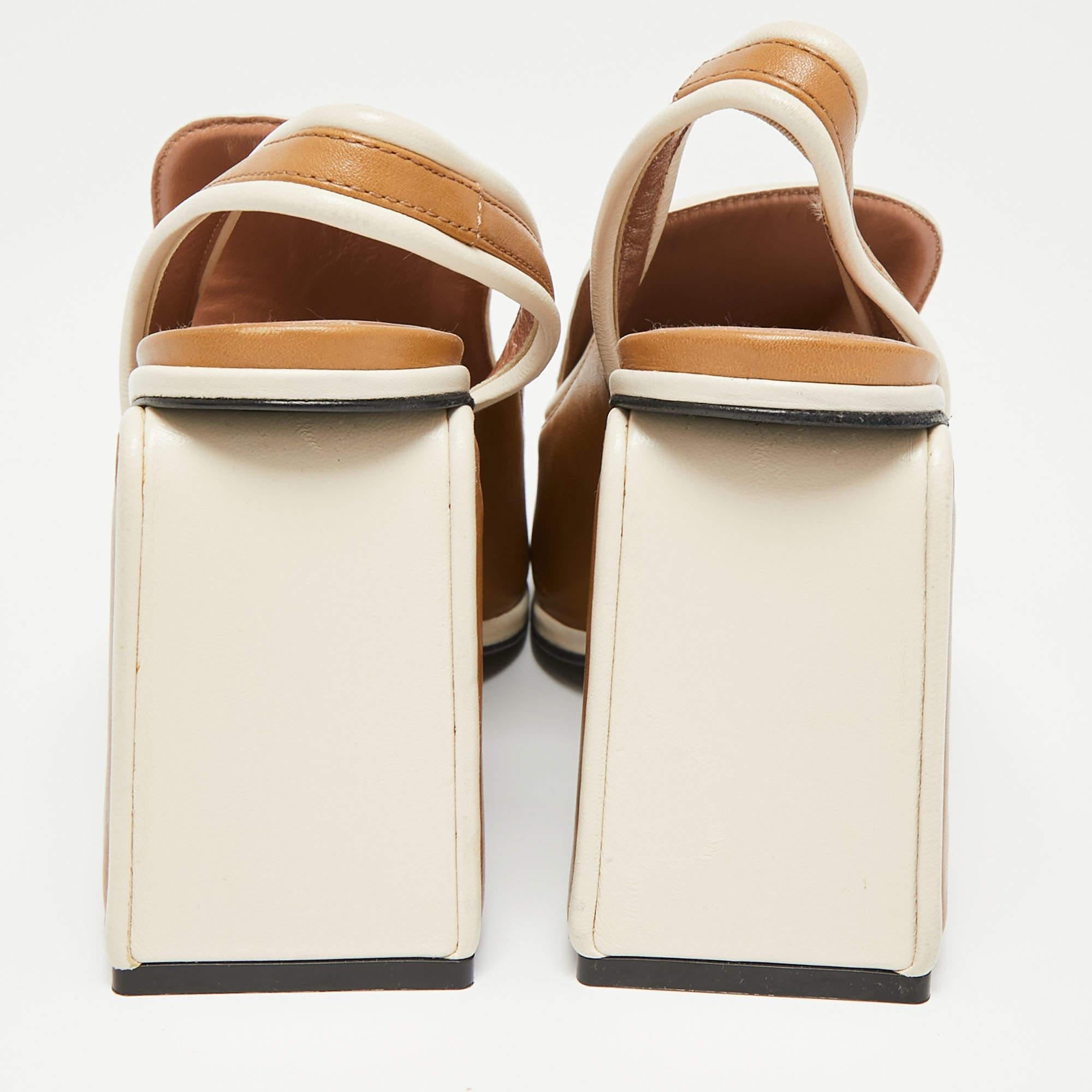Women's Marni Tri-Color Leather Square Toe Block Heel Slingback Sandals Size 37