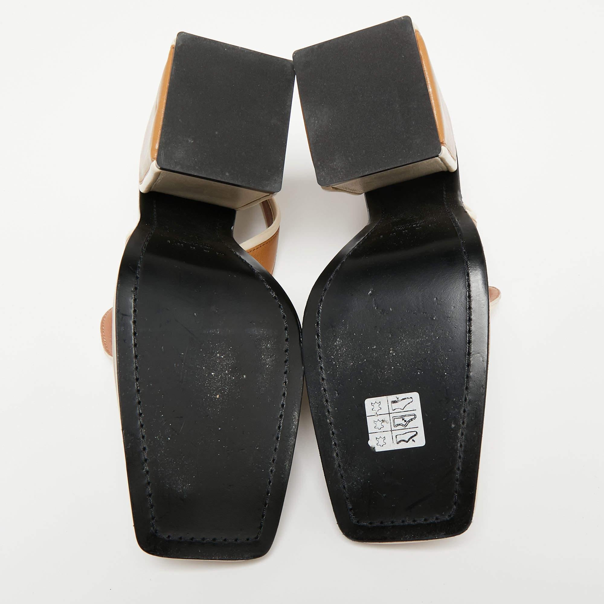 Marni Tri-Color Leather Square Toe Block Heel Slingback Sandals Size 37 1